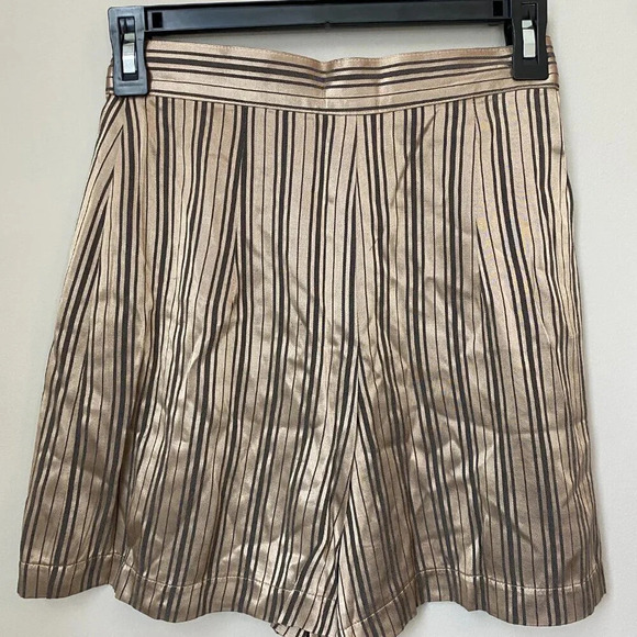 Vintage Judy Knapp California Womens Sz 3 Silky Striped Wrap Skort Bronze Black - Picture 12 of 16